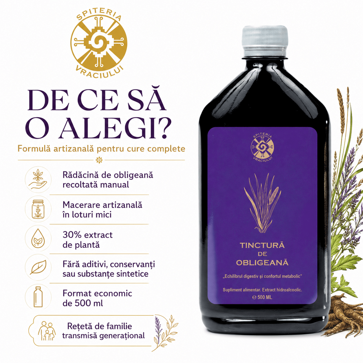 Tinctură de Obligeană – Echilibru Digestiv și Confort Metabolic | 500ml - Spiteria Vraciului