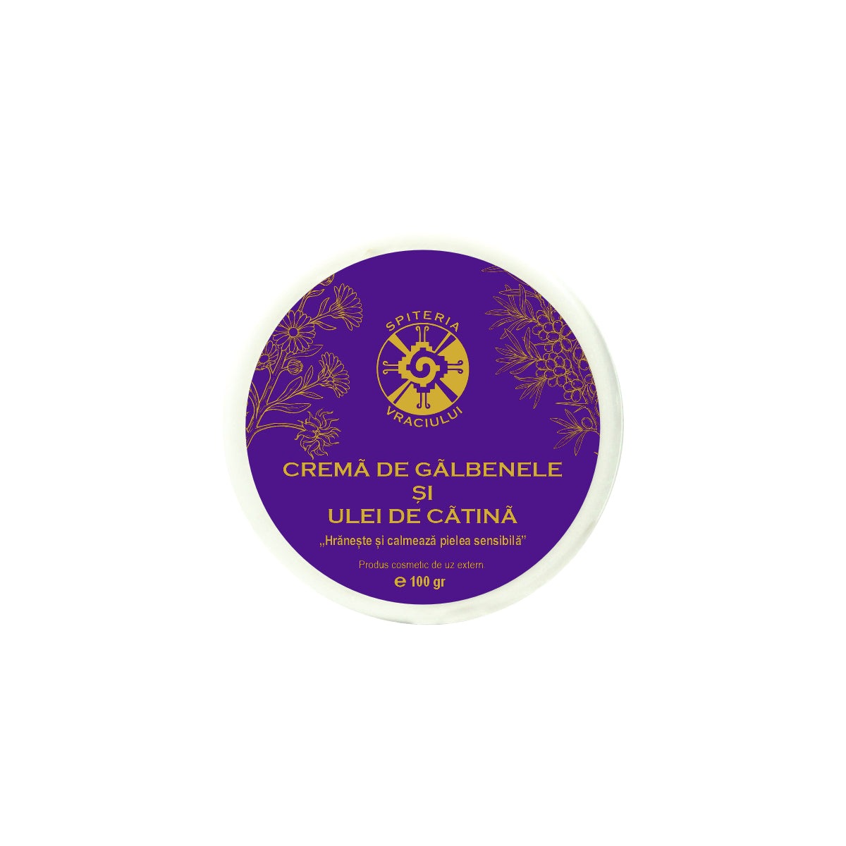 Leac Bătrânesc pentru Pielea Sensibilă – Cremă de Gălbenele și Ulei de Cătină | 100g - Spiteria Vraciului