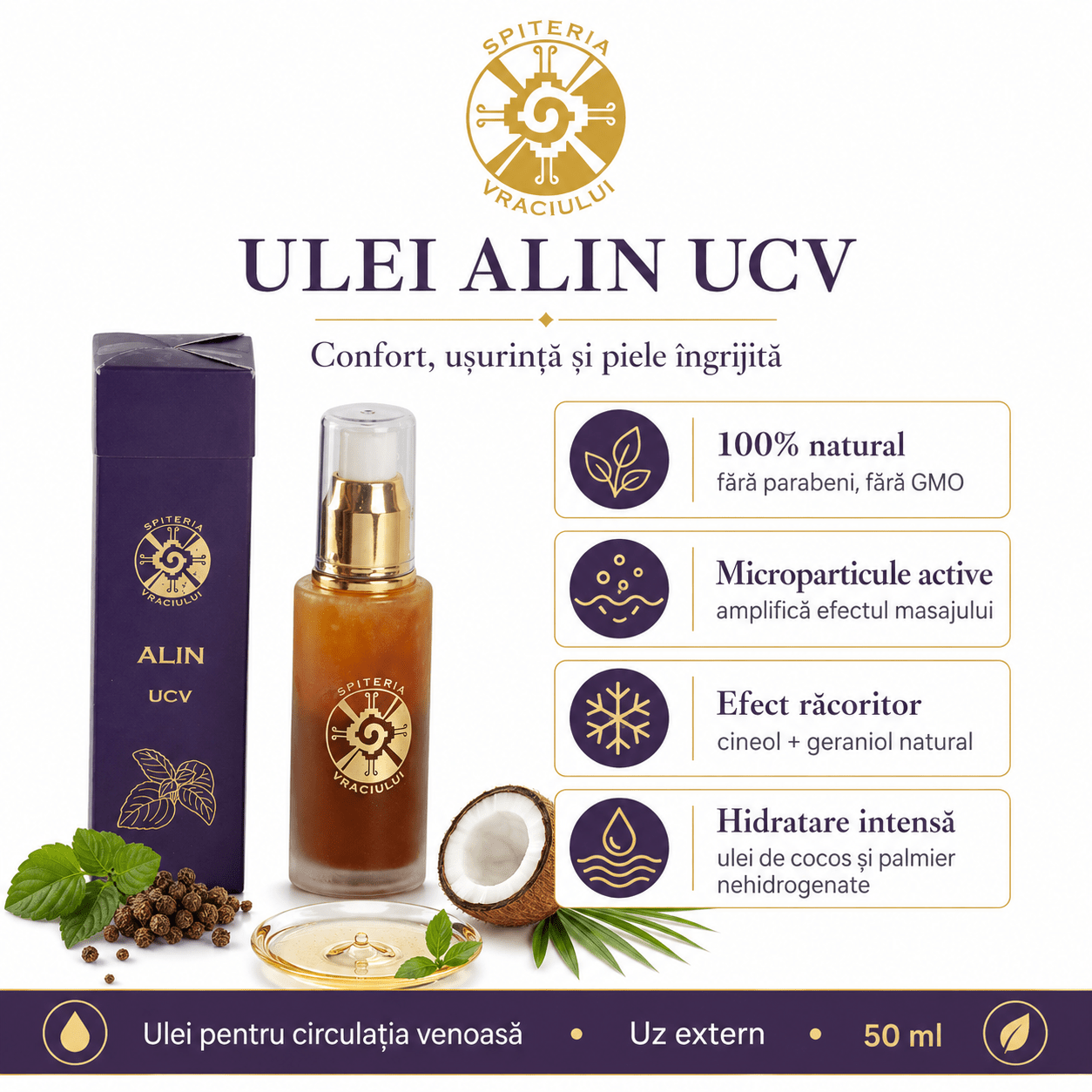 Ulei Natural pentru Varice și Circulație Venoasă – ALIN UCV - Spiteria Vraciului
