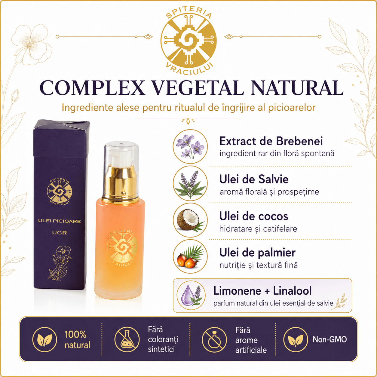 Ulei Natural Picioare Umflate și Gută – UGR | Spițeria Vraciului