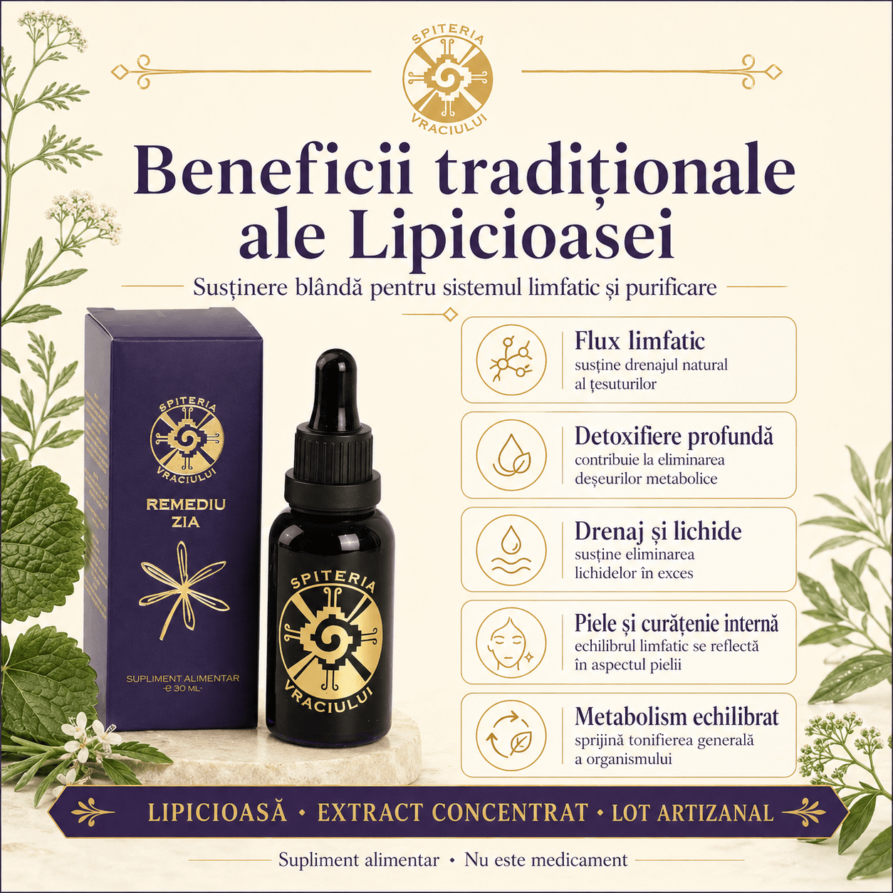 Remediu Natural Tonic Limfatic – ZIA | 30ml - Spiteria Vraciului