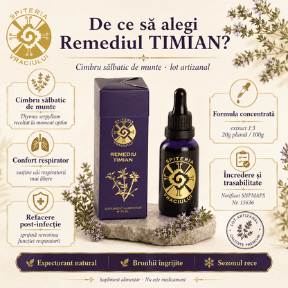Remediu Natural Plămâni, Astm și Sechele Pulmonare – TIMIAN | 30ml - Spiteria Vraciului