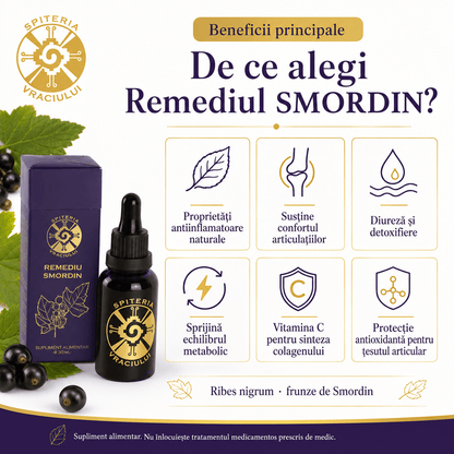 Remediu Natural Reumatism, Gută și Dureri Articulare – SMORDIN | 30ml - Spiteria Vraciului