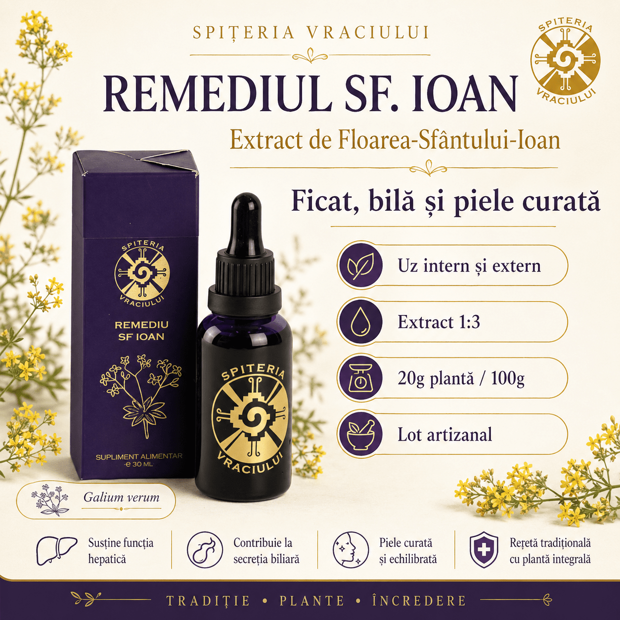 Remediu Natural Ficat și Detoxifiere Hepatică – SF. IOAN | 30ml - Spiteria Vraciului