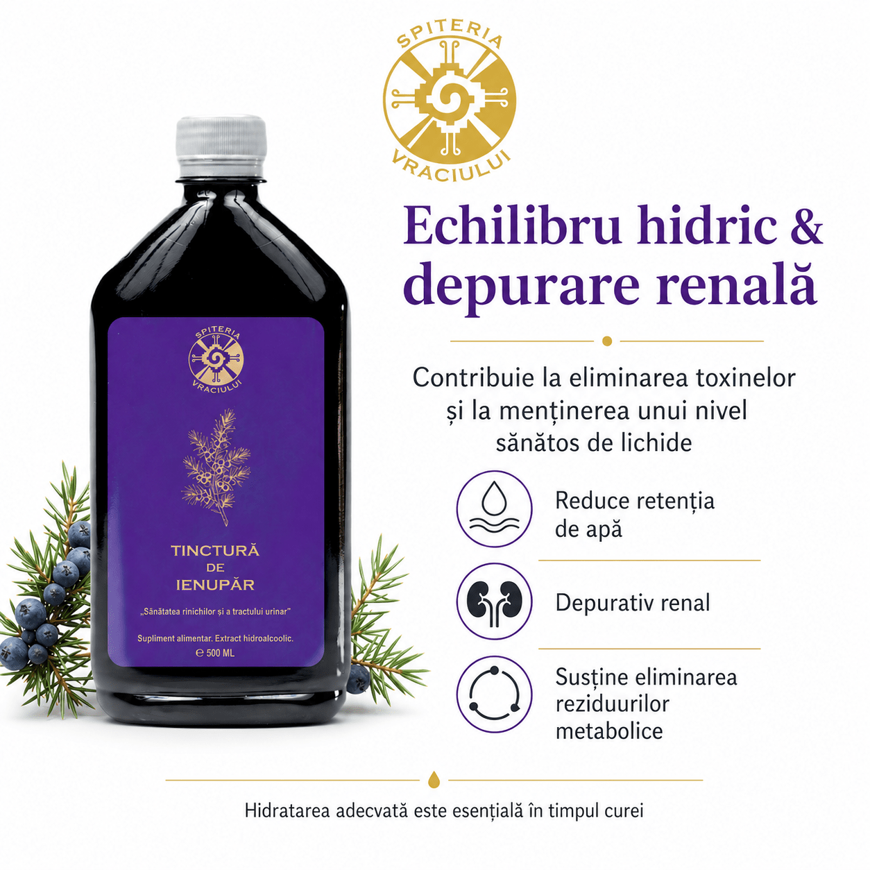 Tinctură de Ienupăr – Sănătatea Rinichilor și Tractului Urinar | 500ml - Spiteria Vraciului