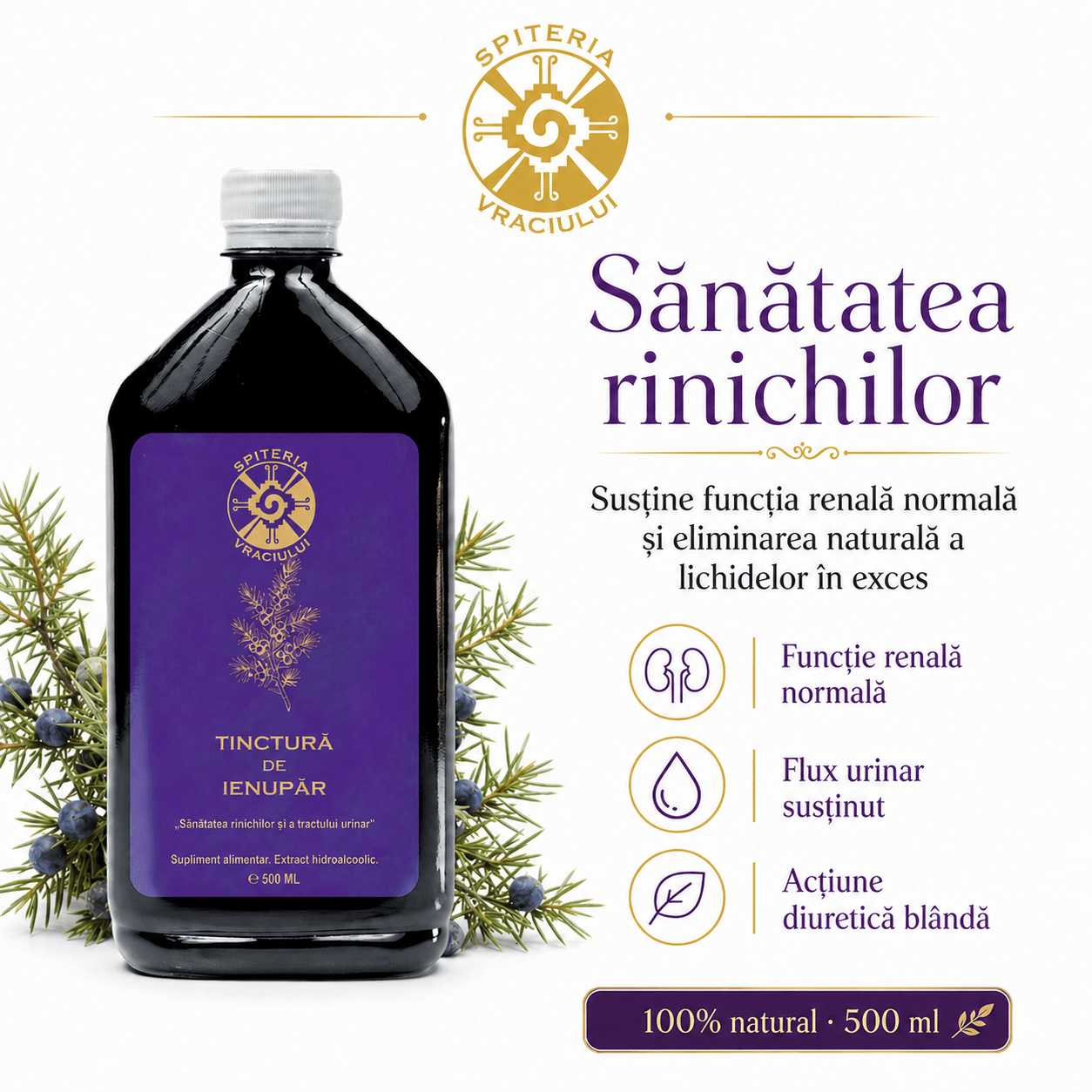 Tinctură de Ienupăr – Sănătatea Rinichilor și Tractului Urinar | 500ml - Spiteria Vraciului