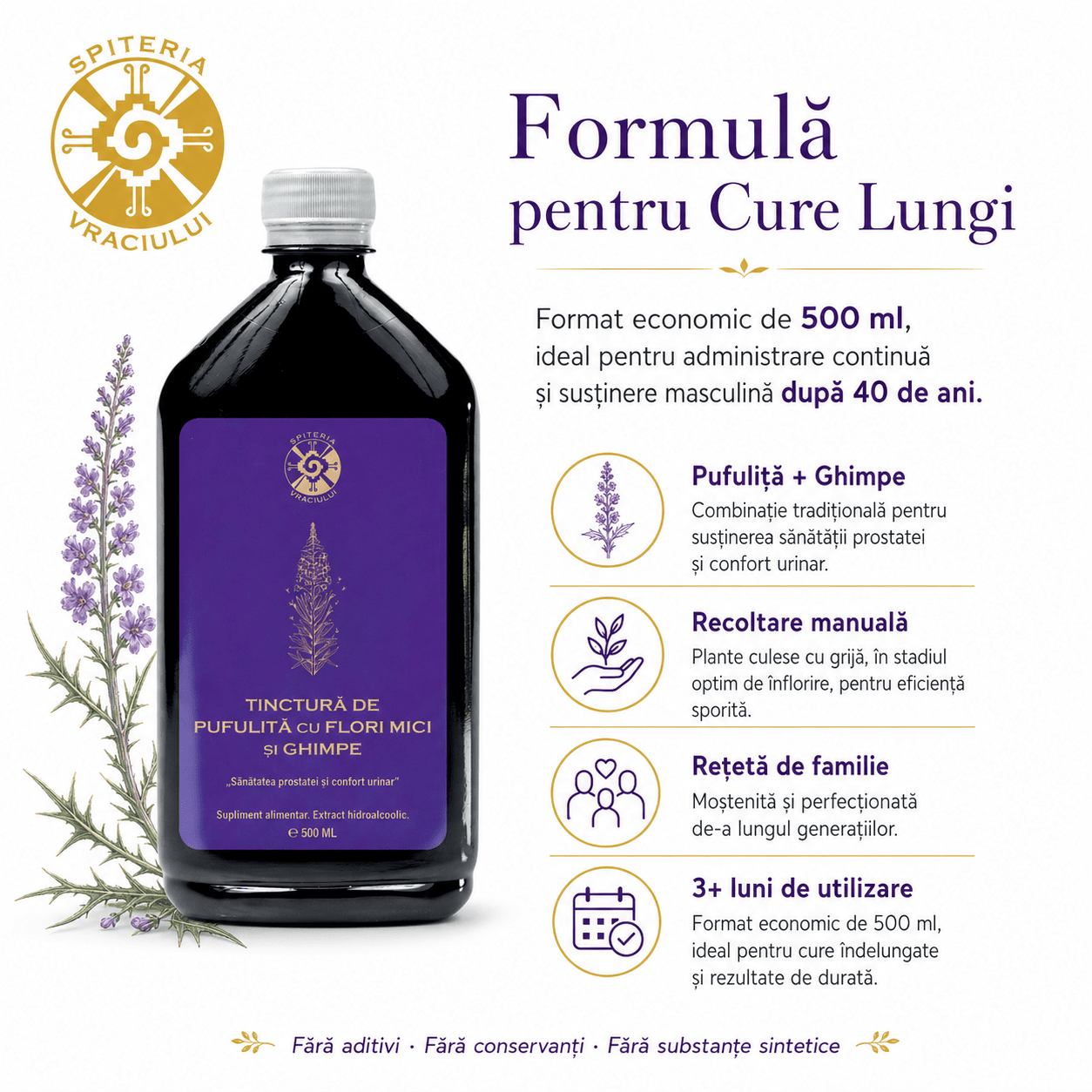 Tinctură de Pufuliță și Ghimpe – Prostată și Confort Urinar | 500ml - Spiteria Vraciului
