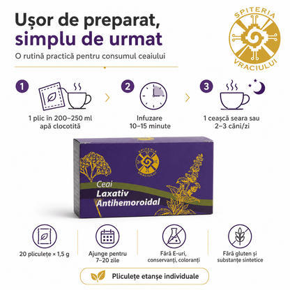 Ceai Natural Laxativ și Antihemoroidal – Tranzit Intestinal Sănătos - Spiteria Vraciului