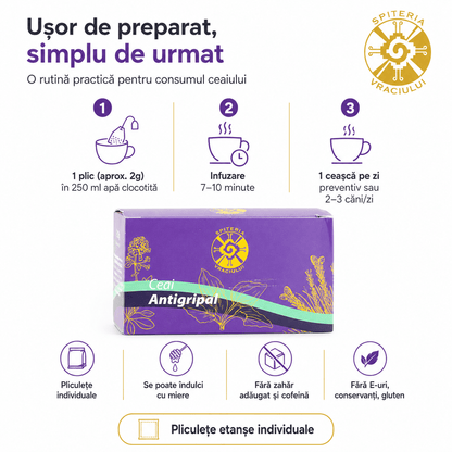 Ceai Antigripal Natural – Remediu Tradițional pentru Răceală și Gripă - Spiteria Vraciului