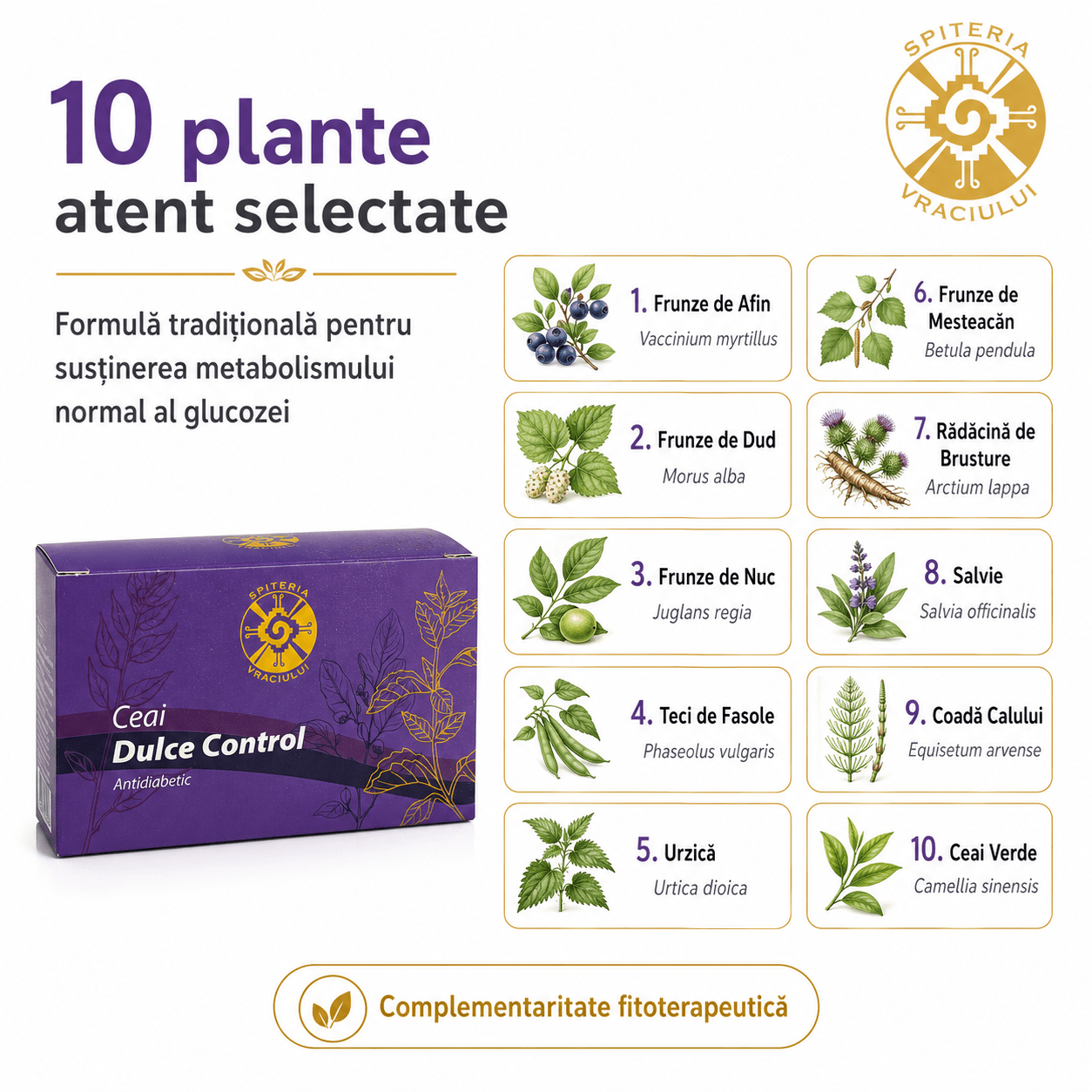 Ceai Natural pentru Glicemie și Diabet – Dulce Control - Spiteria Vraciului