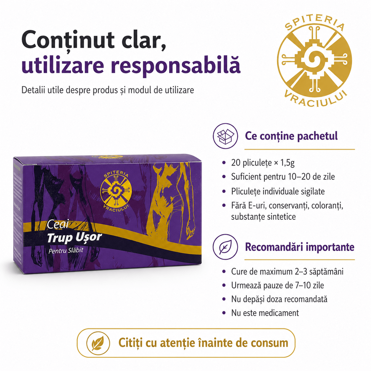 Ceai Natural pentru Slăbit și Detoxifiere – Trup Ușor - Spiteria Vraciului